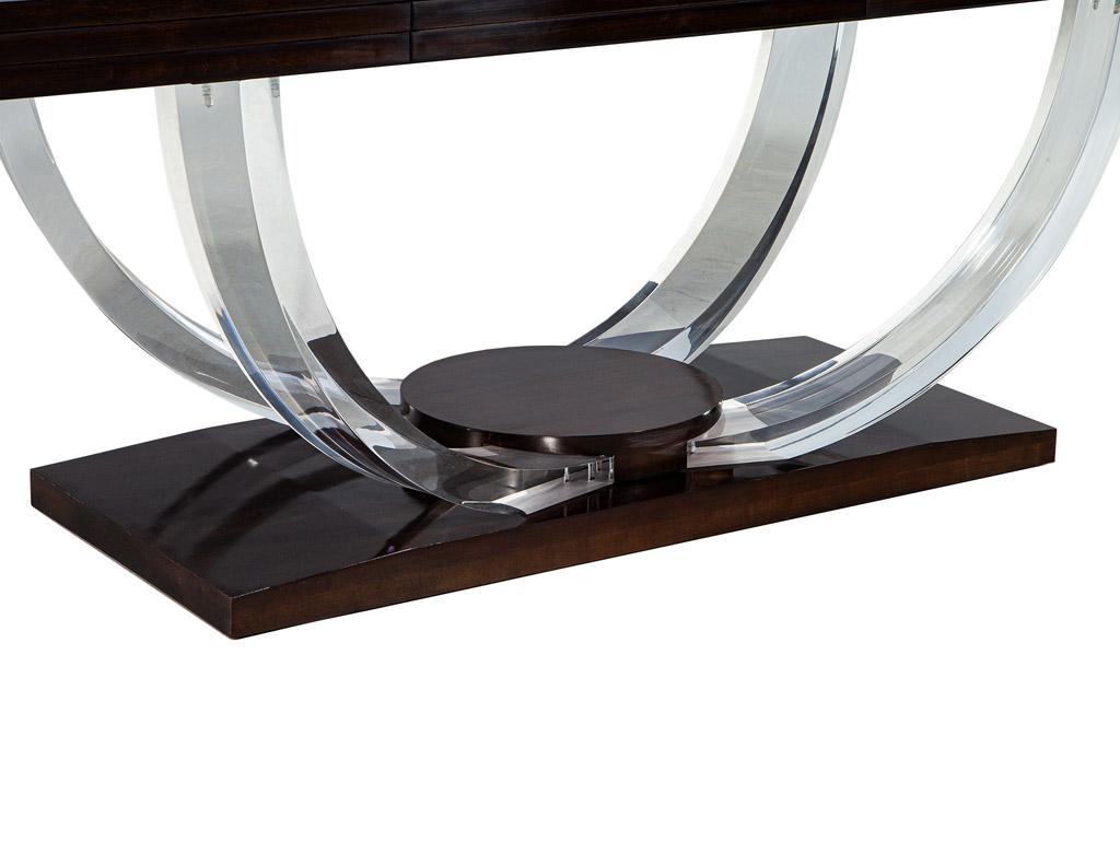 Modern Art Deco Inspired Dining Table with Acrylic Base For Sale 8