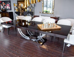 Modern Art Deco Inspired Dining Table with Acrylic Base