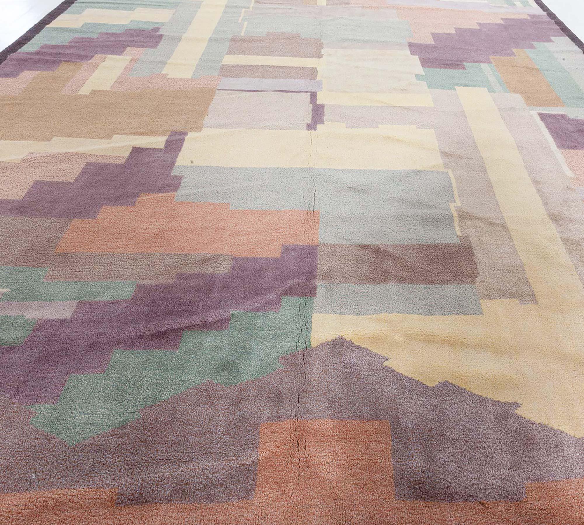 Indian Modern Art Deco Inspired Rug by Doris Leslie Blau For Sale