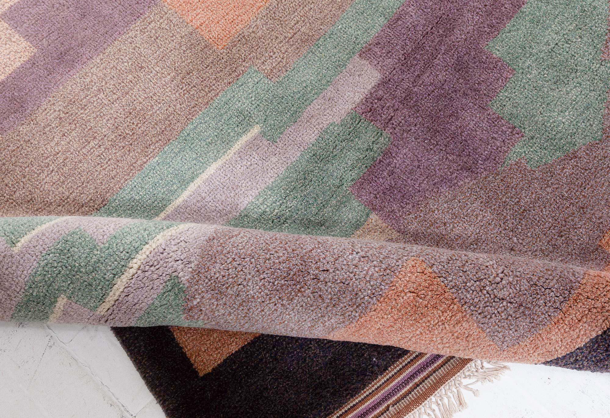 Annodato a mano Tappeto moderno di ispirazione Art Deco di Doris Leslie Blau in vendita