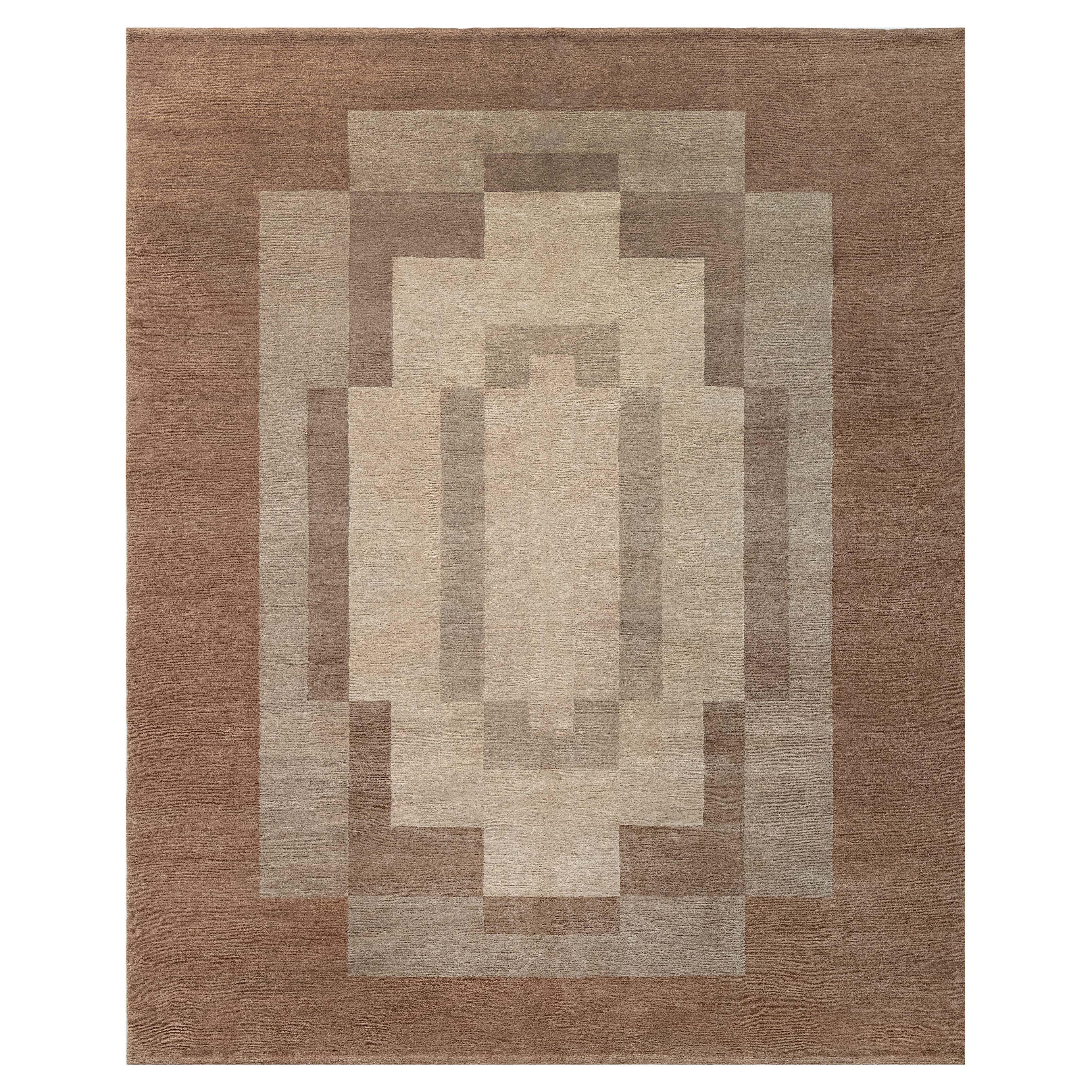 Modern Art Deco-Inspired Tibetan Wool Rug by Doris Leslie Blau