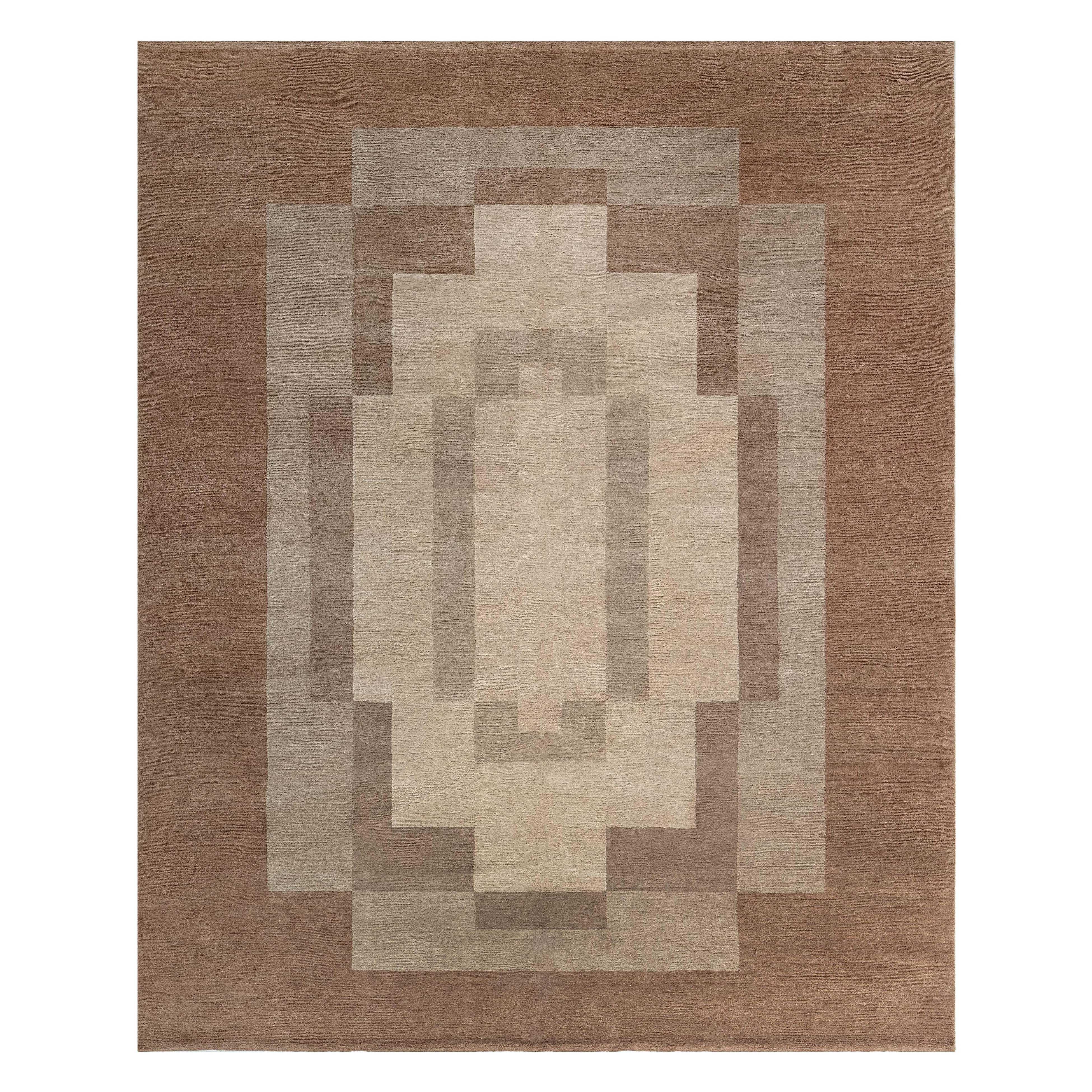 Modern Art Deco-Inspired Tibetan Wool Rug by Doris Leslie Blau