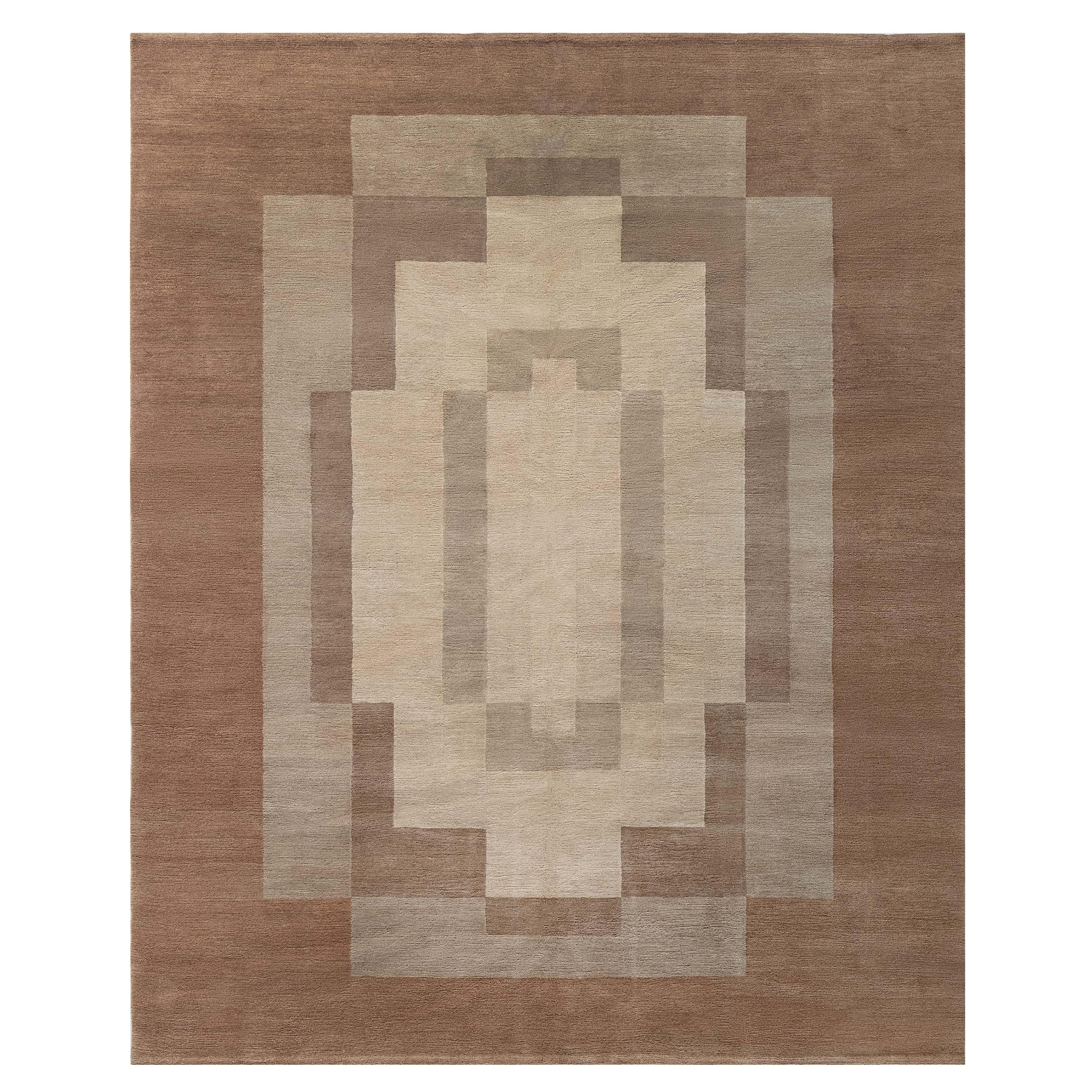 Modern Art Deco-Inspired Tibetan Wool Rug by Doris Leslie Blau