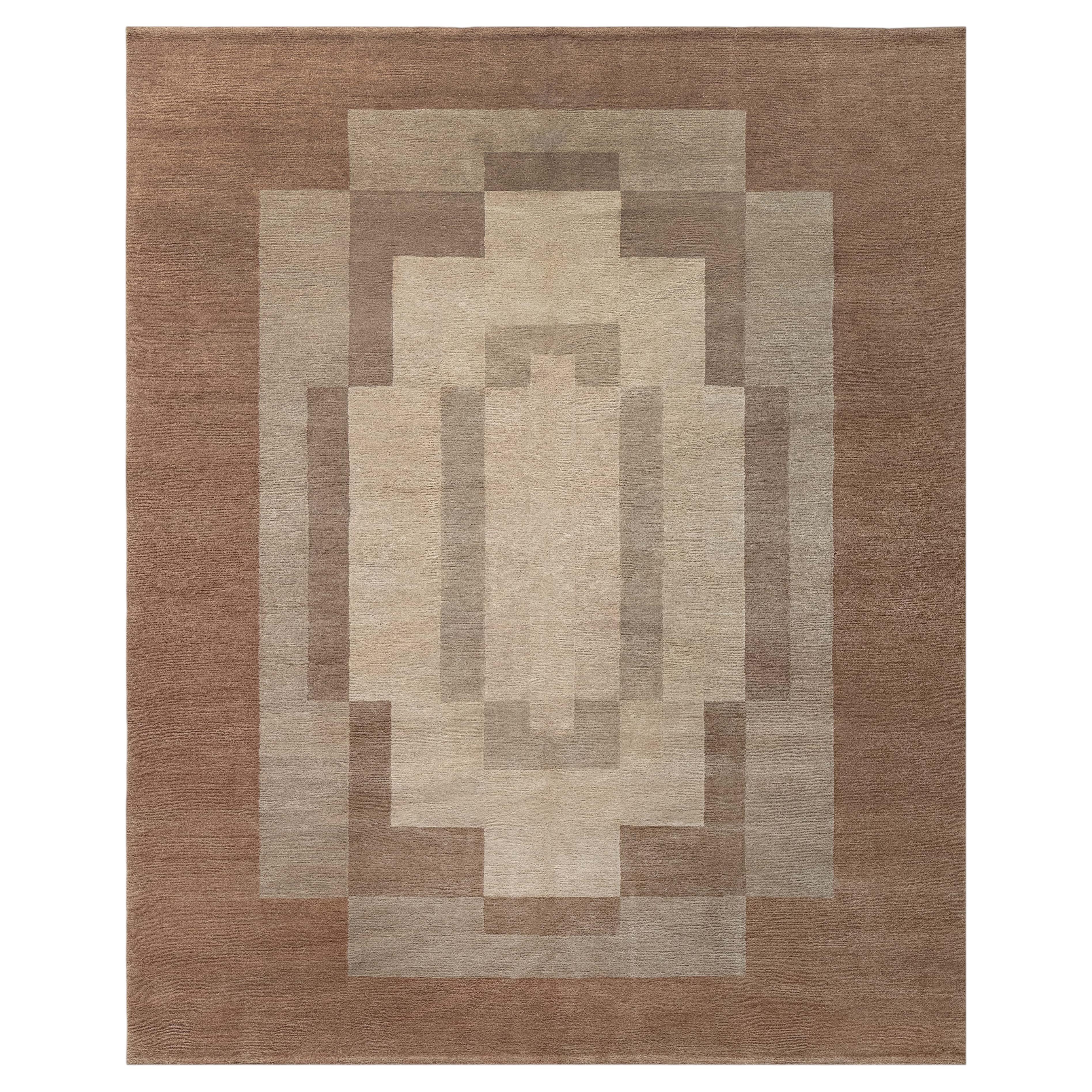 Modern Art Deco-Inspired Tibetan Wool Rug by Doris Leslie Blau
