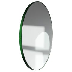 Orbis™ Round Modern Mirror with Green Frame, Oversized