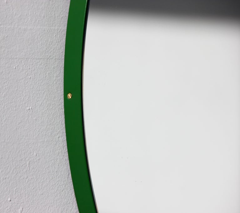 Orbis™ Round Modern Mirror with Green Frame, Oversized at 1stDibs