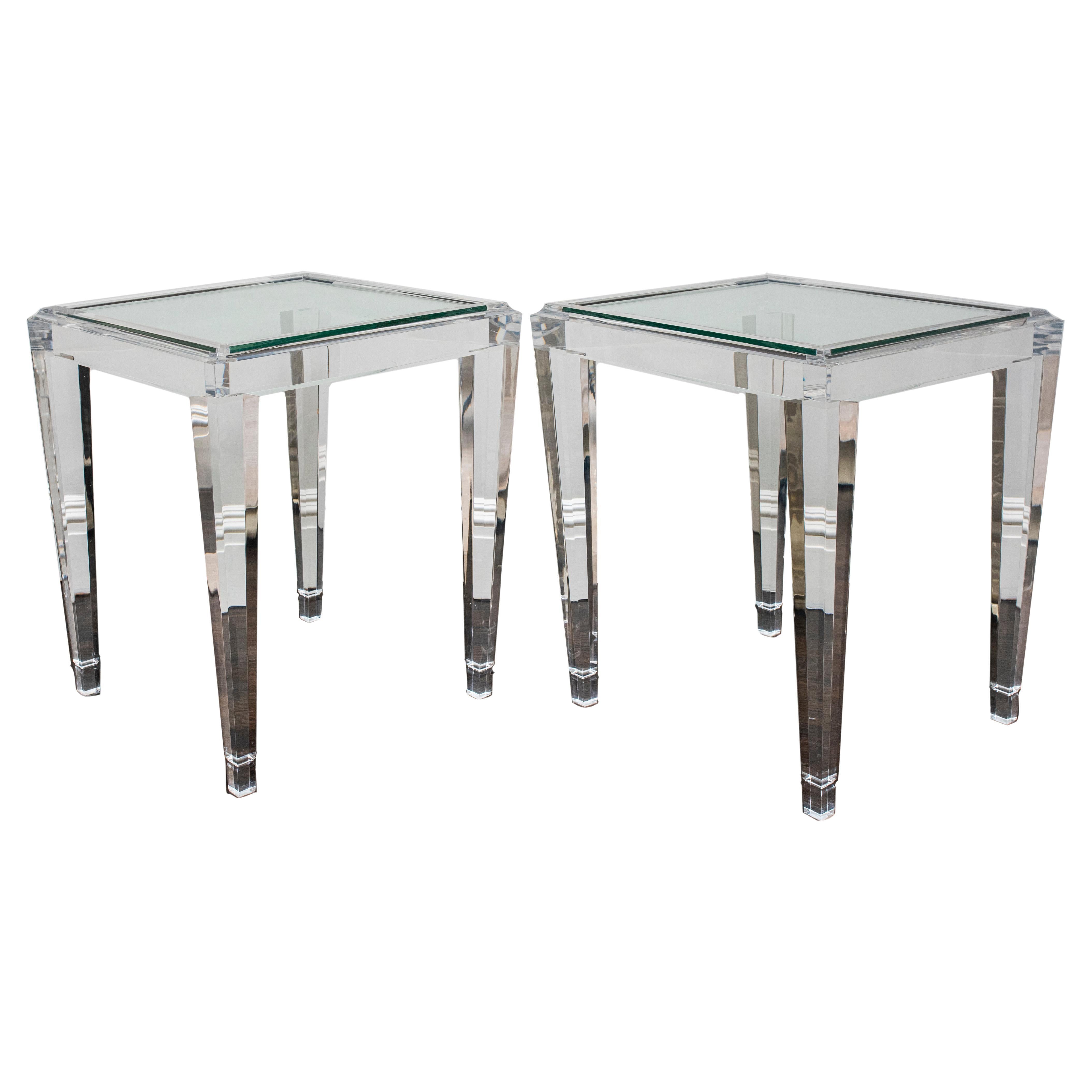 Modern Art Deco Revival Acrylic Side Tables