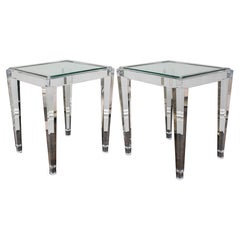 Vintage Modern Art Deco Revival Acrylic Side Tables