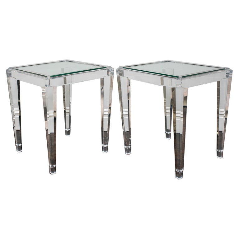 Modern Art Deco Revival Acrylic Side Tables For Sale at 1stDibs