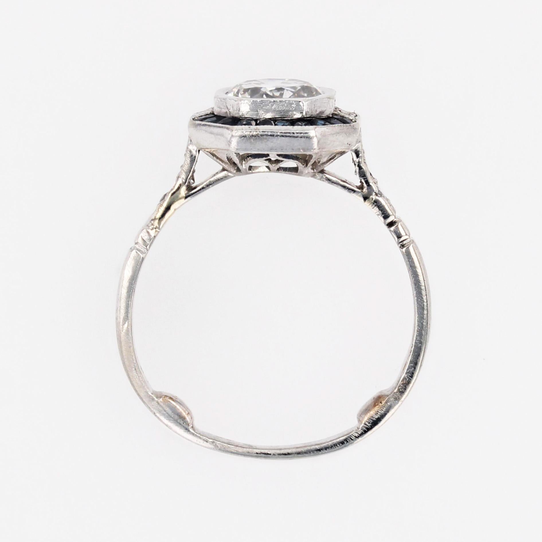 Modern Art Deco Sapphires Diamonds Platinum Ring For Sale 10