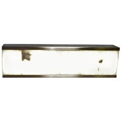 Modern/Art Deco Sconce Alabaster and Satin Nickel rectangle shape  (one)