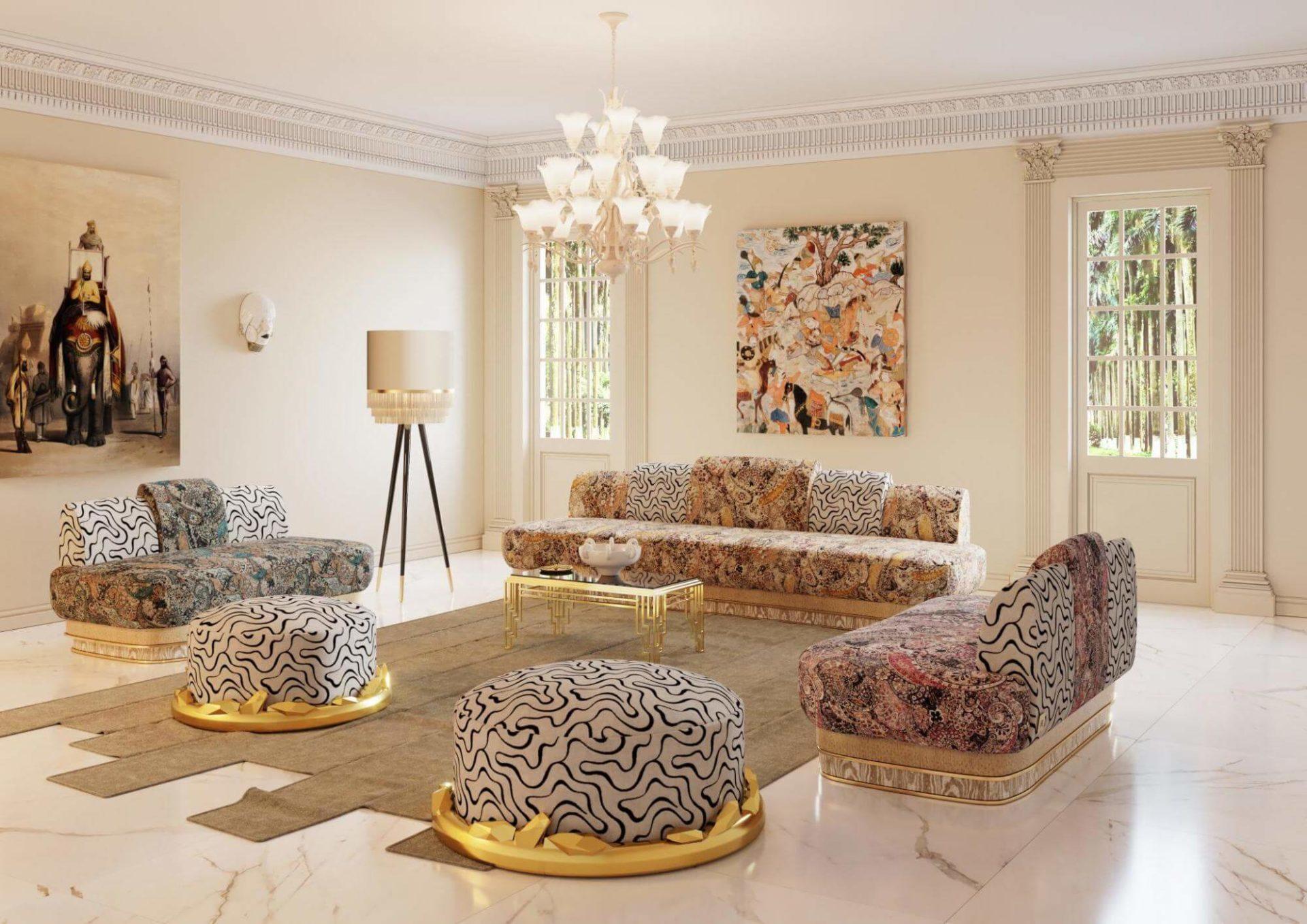 Modernes Sofa in geschwungener Form mit Samtpolsterung, Holzsockel und poliertem Messingdetails (Portugiesisch) im Angebot