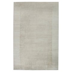Modern Art Deco Solid Light Gray Handmade Rug "Solitude" by Doris Leslie Blau