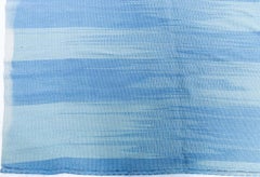 Modern Art Deco Stripes Blue Flatweave Oversized Rug "Skyline"
