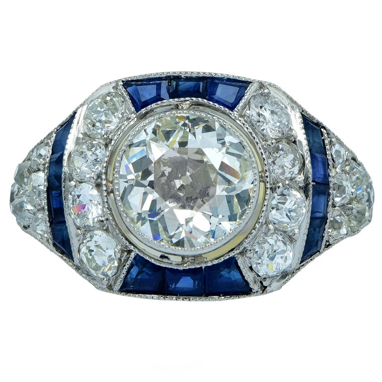 Modern Art Deco Style 1.71 Carat Old European Diamond Ring at 1stDibs