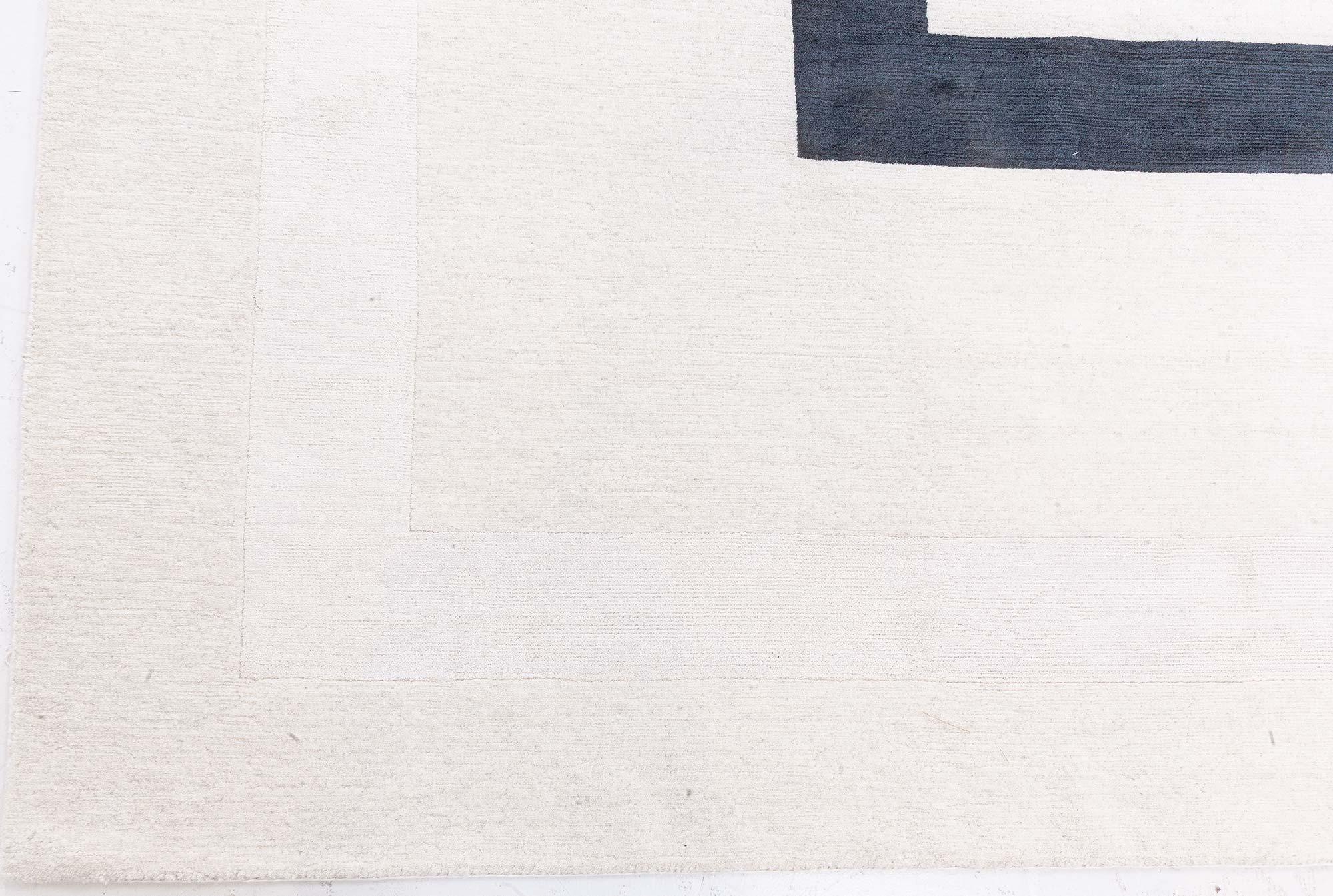 Indian Modern Art Deco Style Black and White Rug by Doris Leslie Blau For Sale