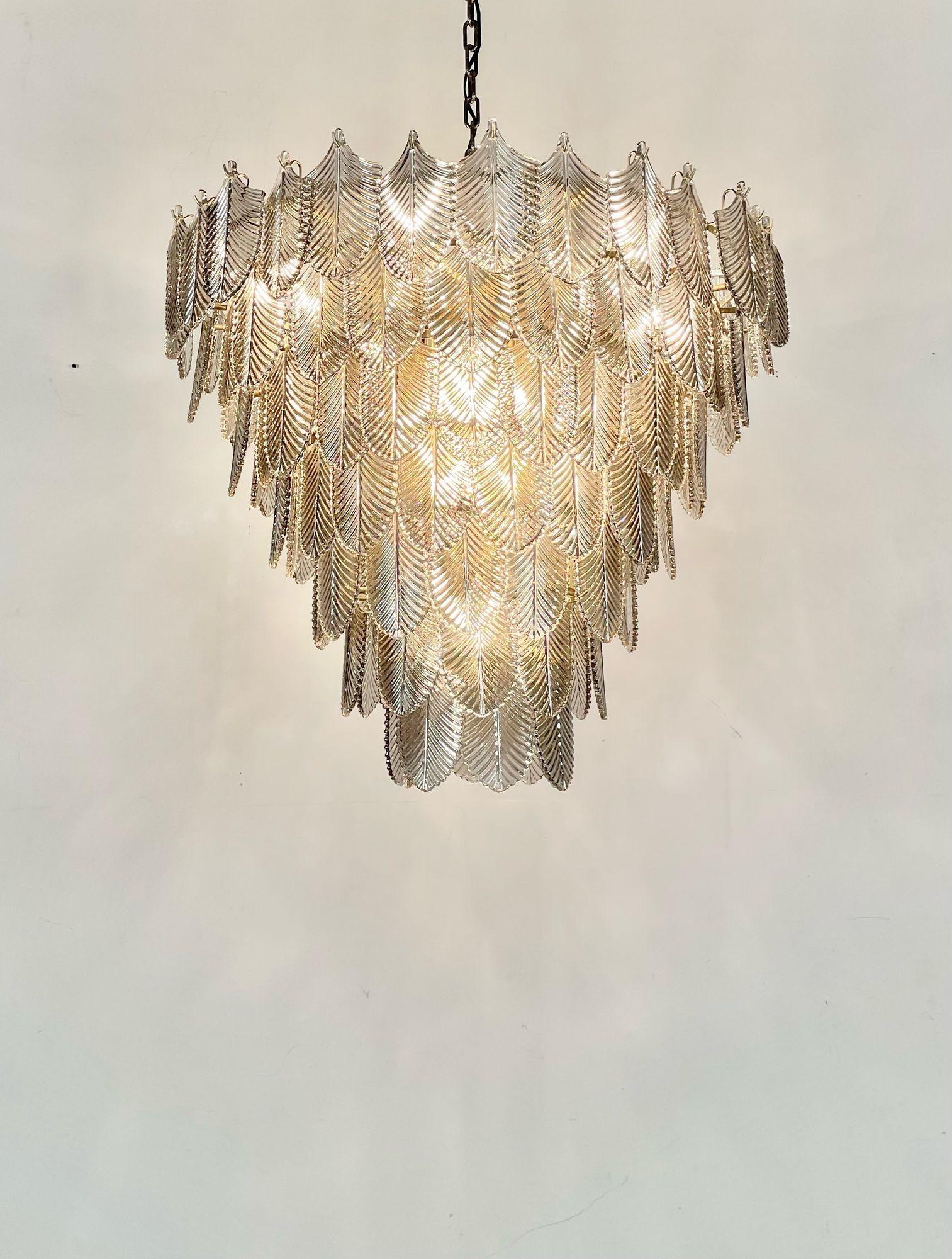 Contemporary Modern Art Deco Style Chandelier / Pendant, Brass and Smoked Glass by Eicholtz For Sale