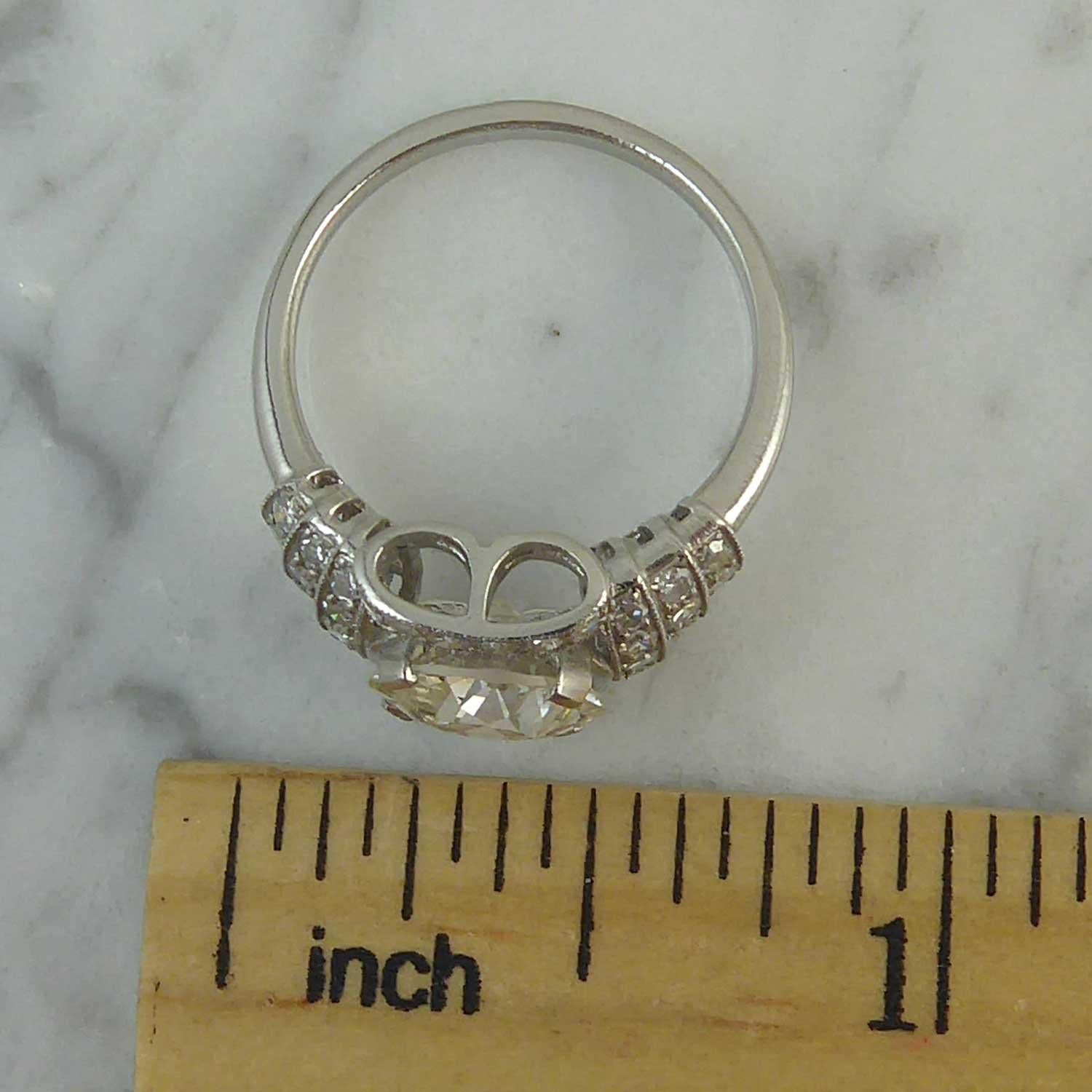 Modern Art Deco Style Diamond Ring 1.97 Carat Old European Cut Diamond, Platinum 7