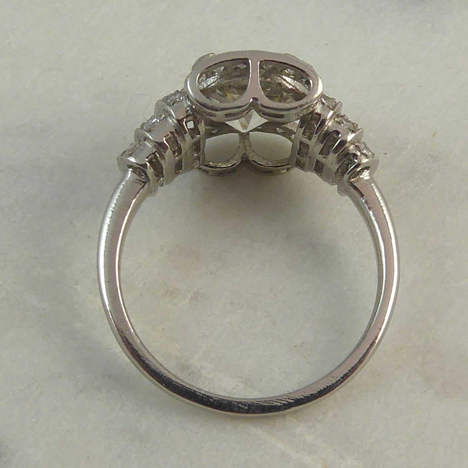 Modern Art Deco Style Diamond Ring 1.97 Carat Old European Cut Diamond, Platinum 3