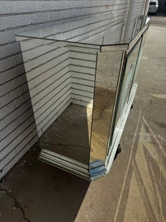 Modern Art Deco Style Frosted Etched Mirror 2 Door Cabinet