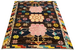 Modern Art Deco Style Handmade Wool Rug With Multicolor Pattern