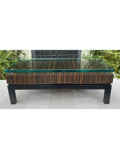 Modern Art Deco Style Macassar Ebony & Glass Low Table, 1990s