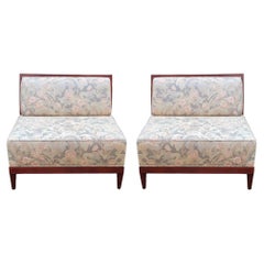 Retro Modern Art Deco Style Mahogany Settees  / Large Chair By Baker Furniture - Pair