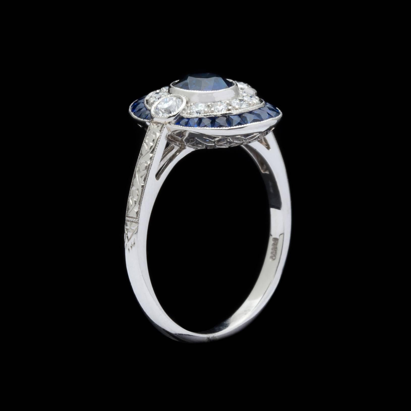 art deco diamond and sapphire ring