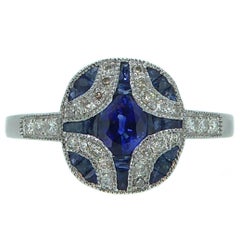 Modern Art Deco Style Sapphire and Diamond Ring