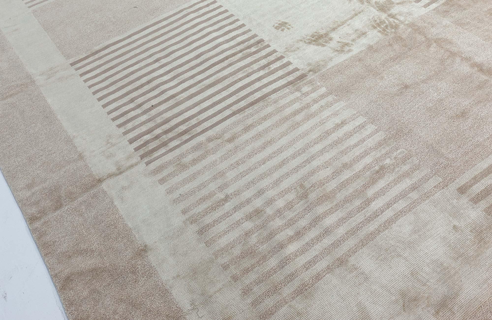 XXIe siècle et contemporain Tapis tibétain moderne de style Art déco Soie et laine nouées à la main par Doris Leslie Blau en vente