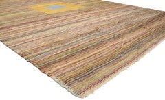 Modern Art Deco Style Turkish Kilim Area Rug With Cubism Design