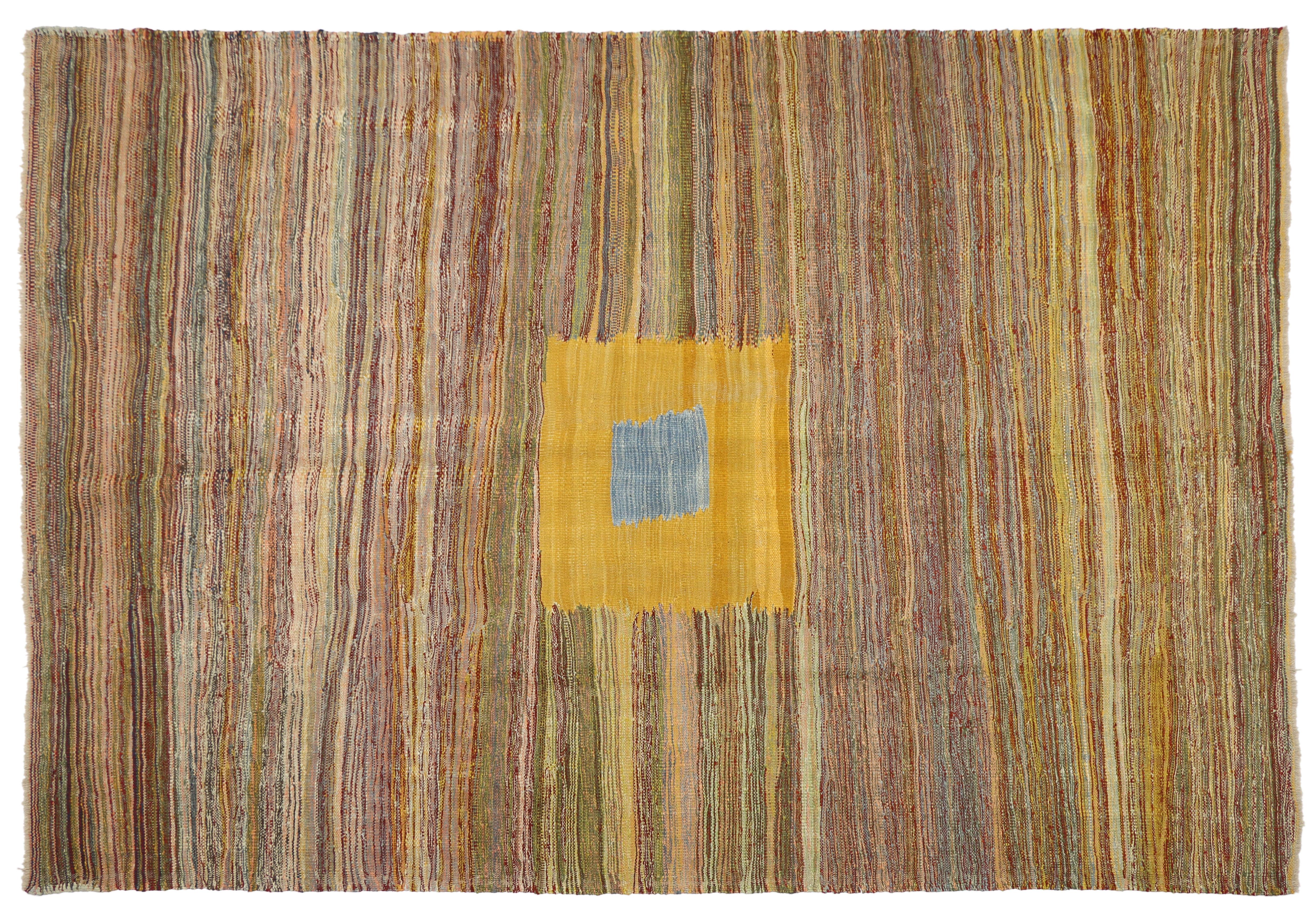 Modern Art Deco Style Turkish Kilim Area Rug With Cubism Design In New Condition In Dallas, TX