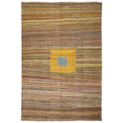 Modern Art Deco Style Turkish Kilim Area Rug With Cubism Design