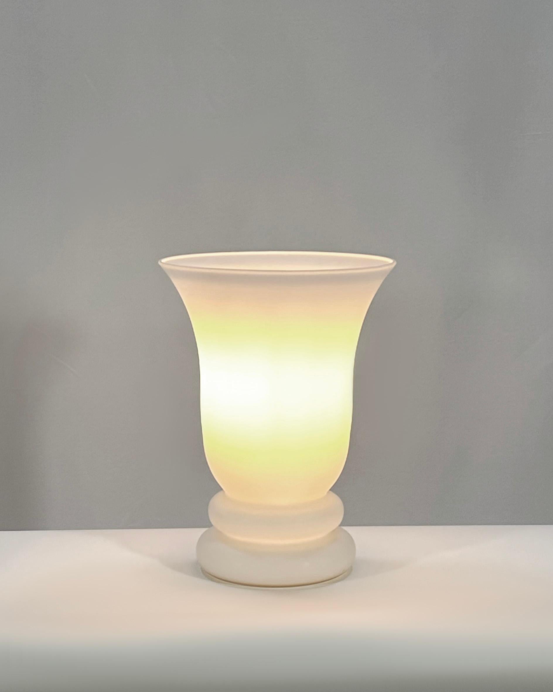 Late 20th Century 1990s Art Deco Style White Glass Uplighter - Torchiere Style For Sale