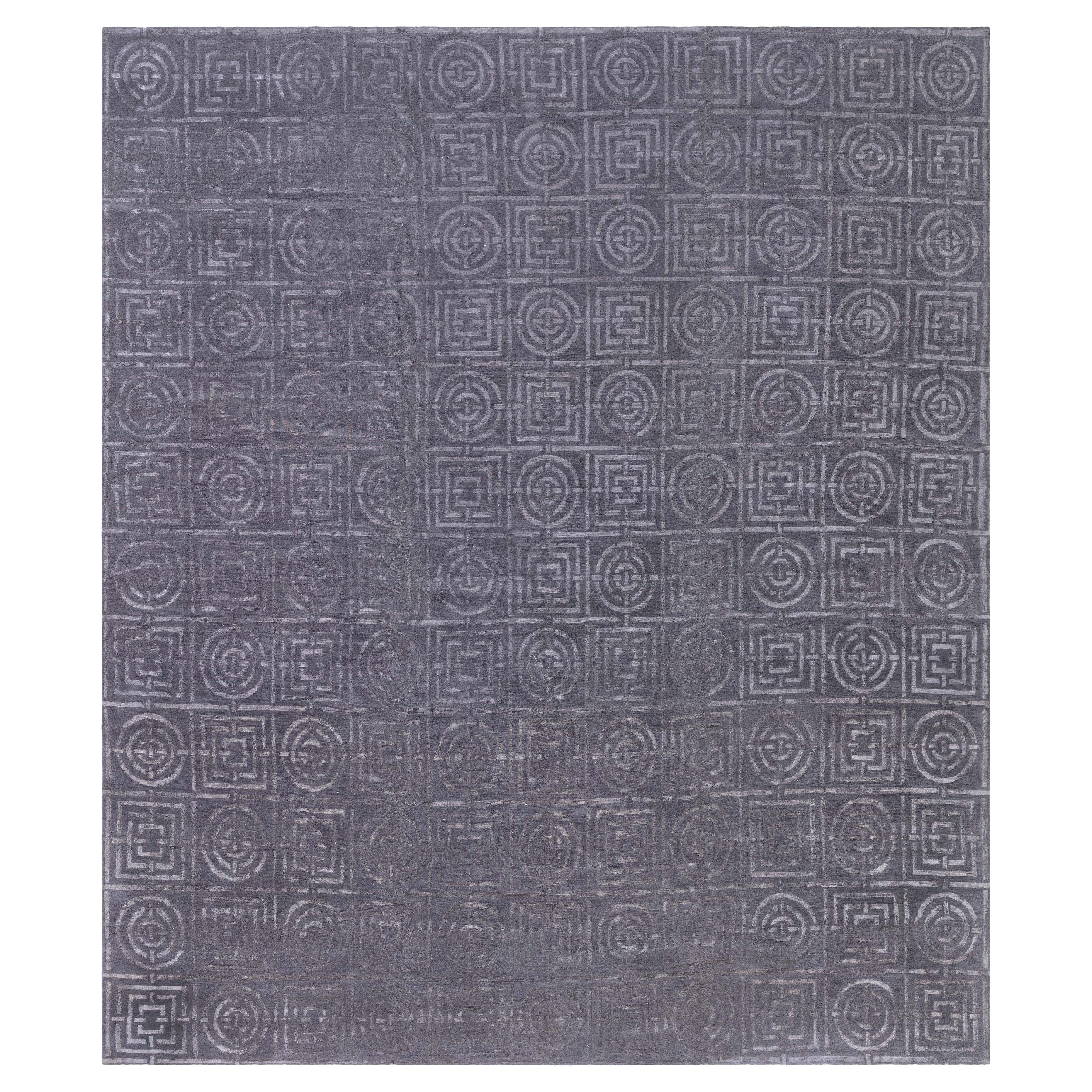 Tapis moderne en laine et soie de style Art déco par Doris Leslie Blau