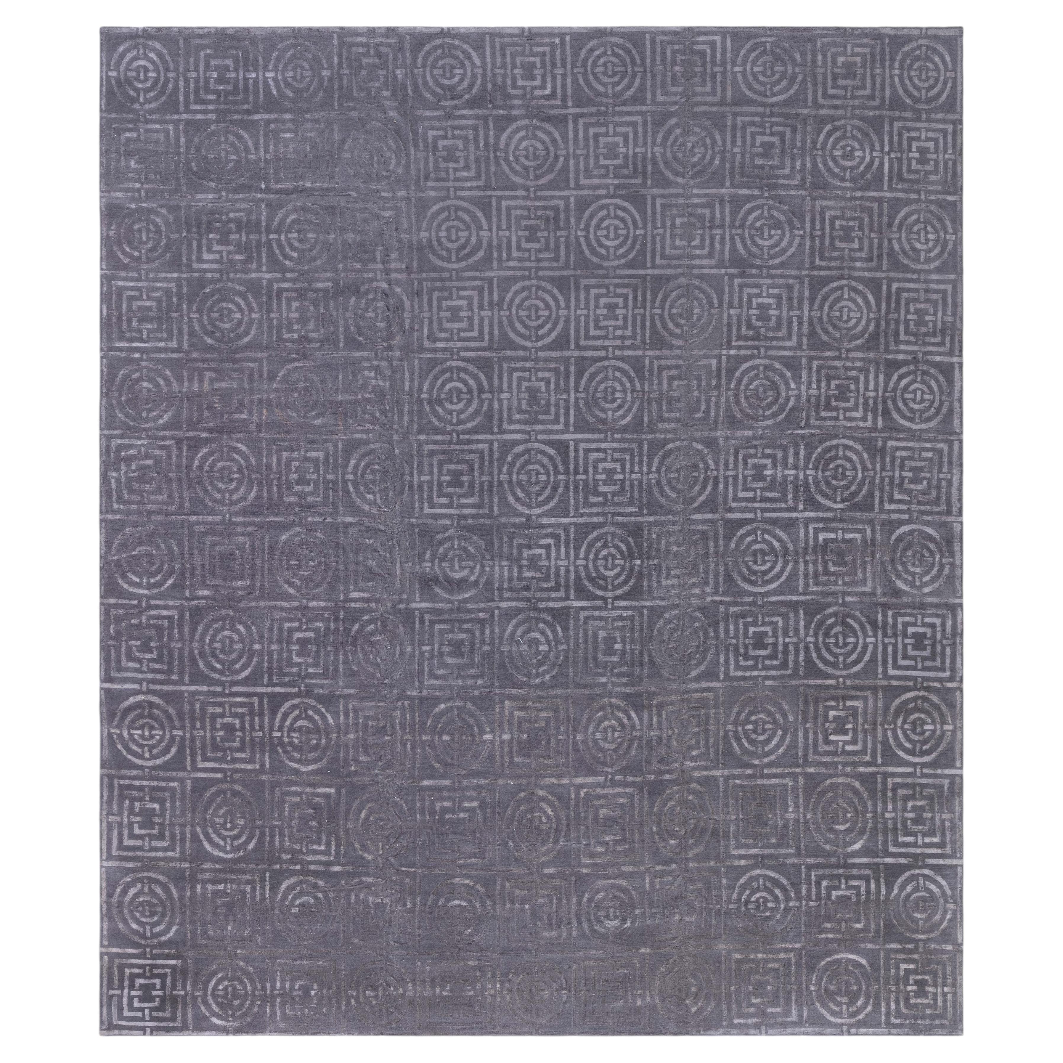 Modern Art Deco Style Wool & Silk Rug by Doris Leslie Blau