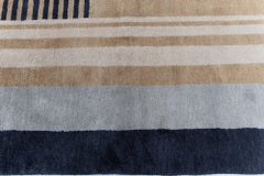 Modern Art Deco Tan Rug "Skyscape" Bauhaus Patterned Sunset Skyline