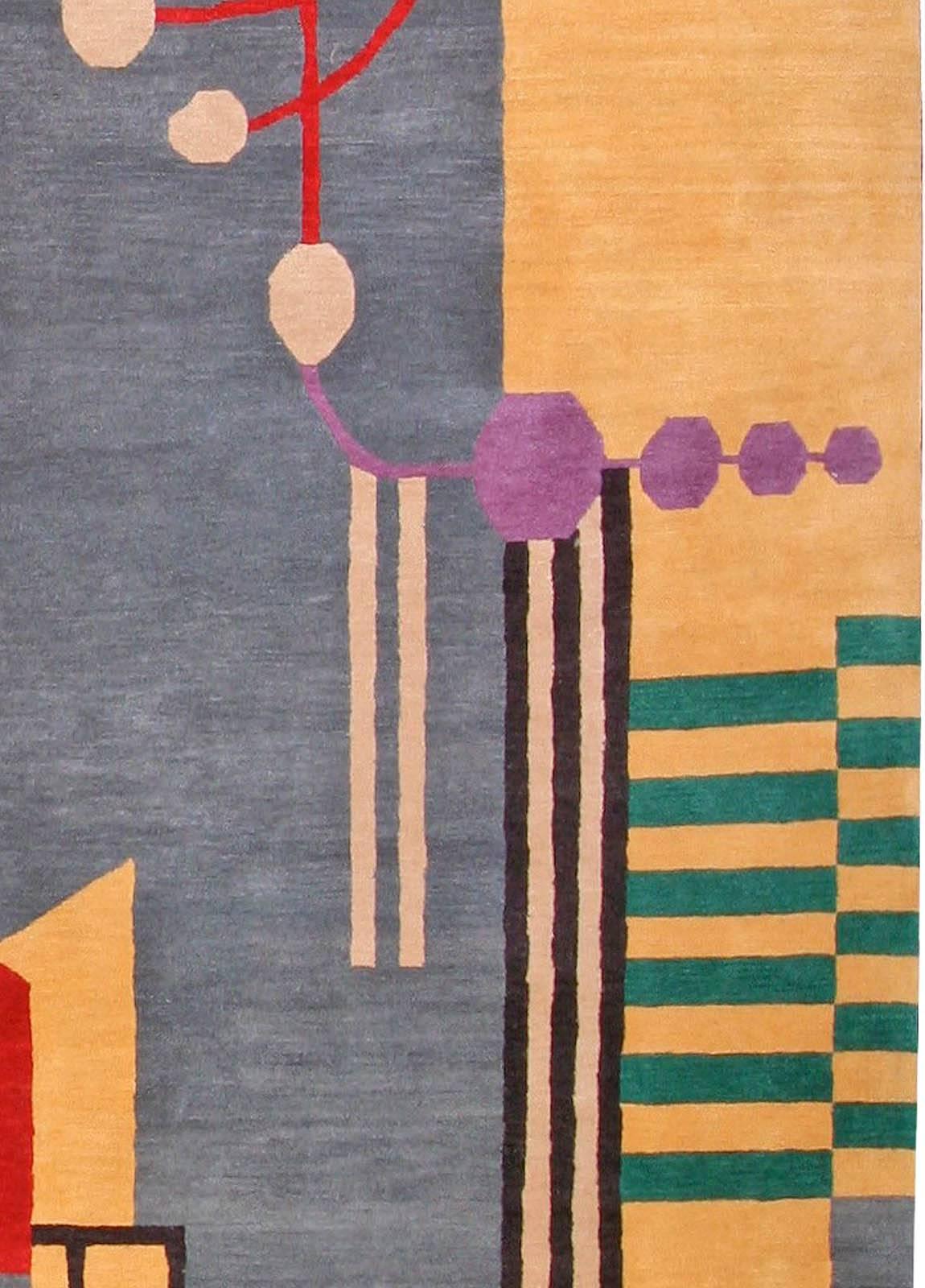 Moderner Art-Deco-Teppich aus tibetischer Wolle - Eine kühne Geometrie von Doris Leslie Blau (Handgeknüpft) im Angebot