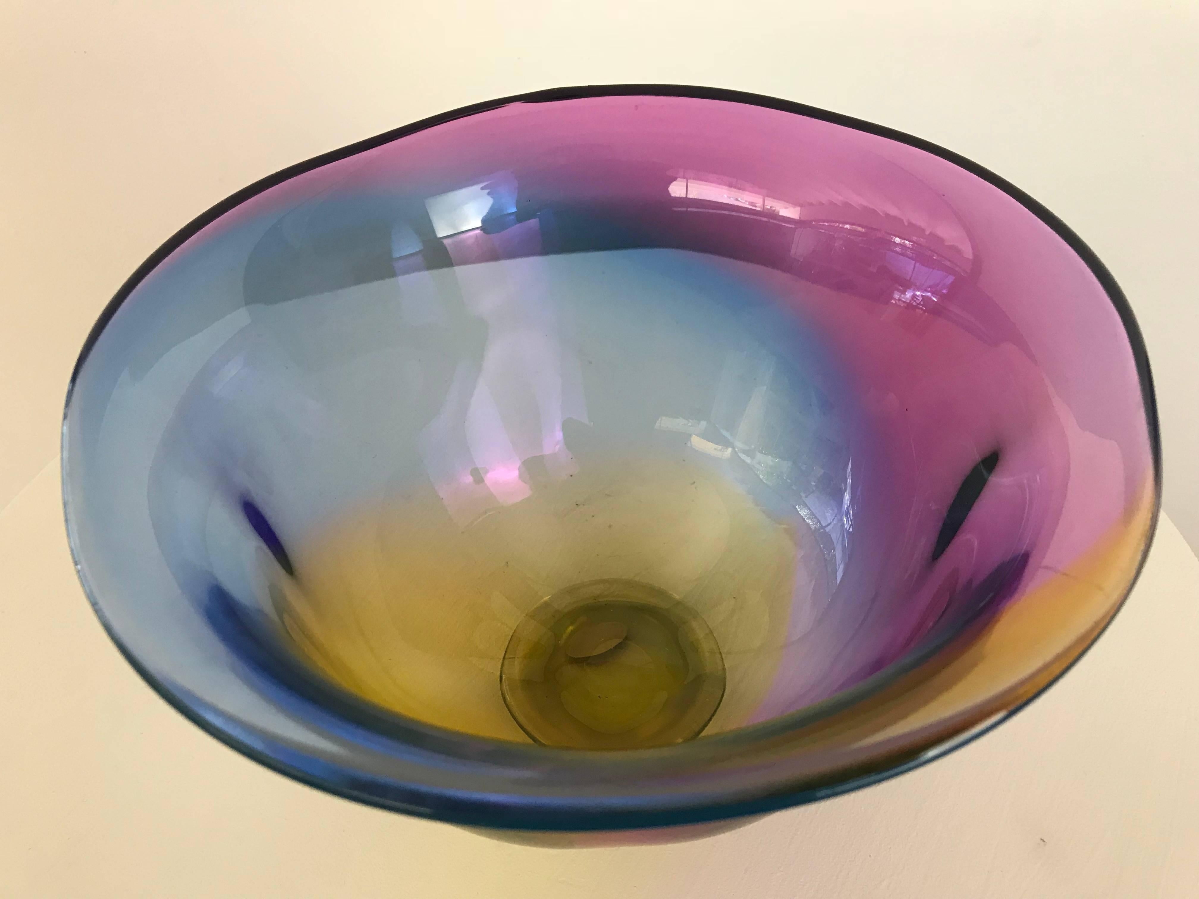 Modern Art Glass Bowl by Jan Erik Ritzman and Sven-Åke Carlsson, Transjö Hytta In Excellent Condition In Southampton, NJ