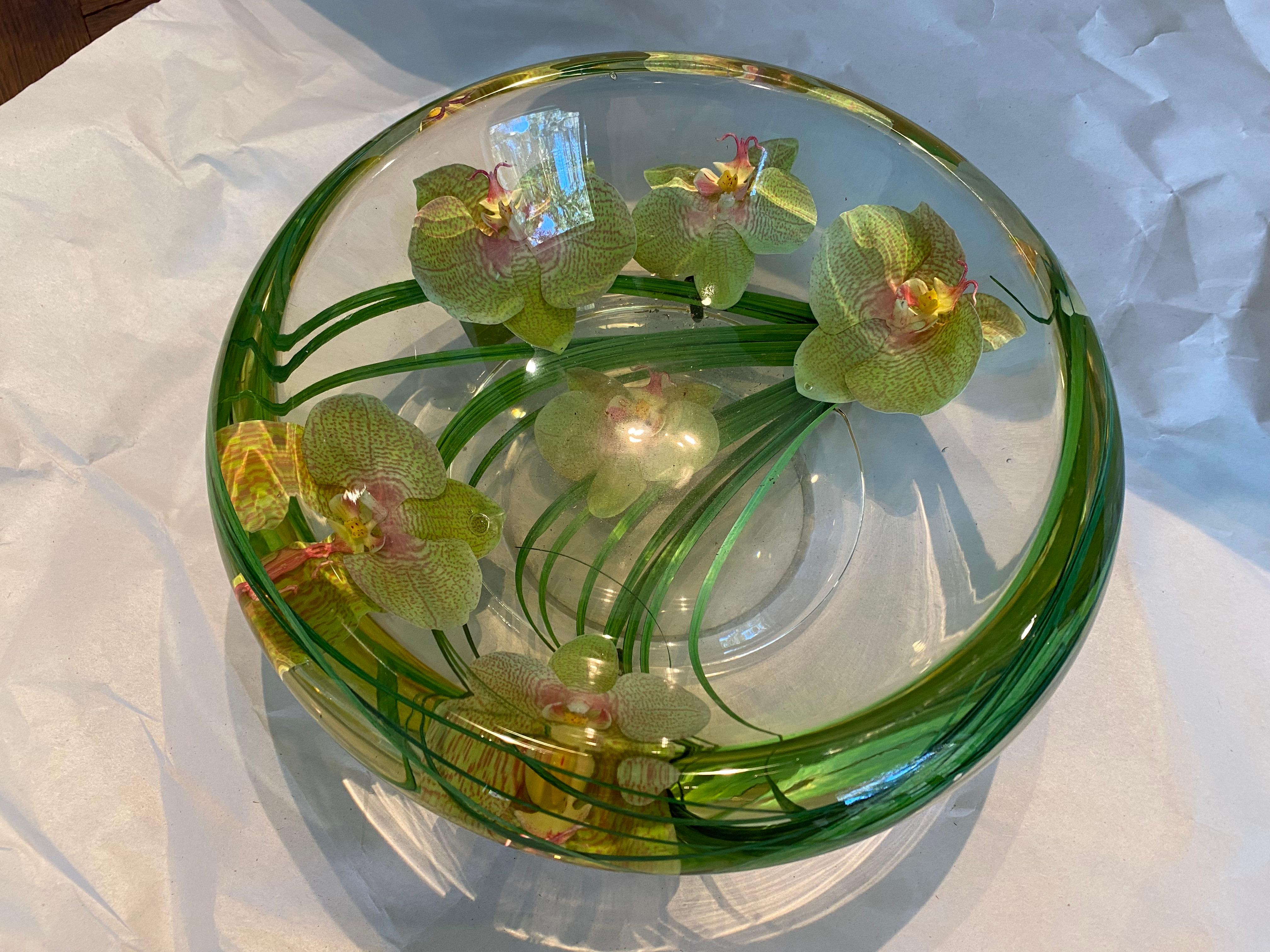 Hand-Crafted Modern Art Glass Bowl Inlaid Orchards