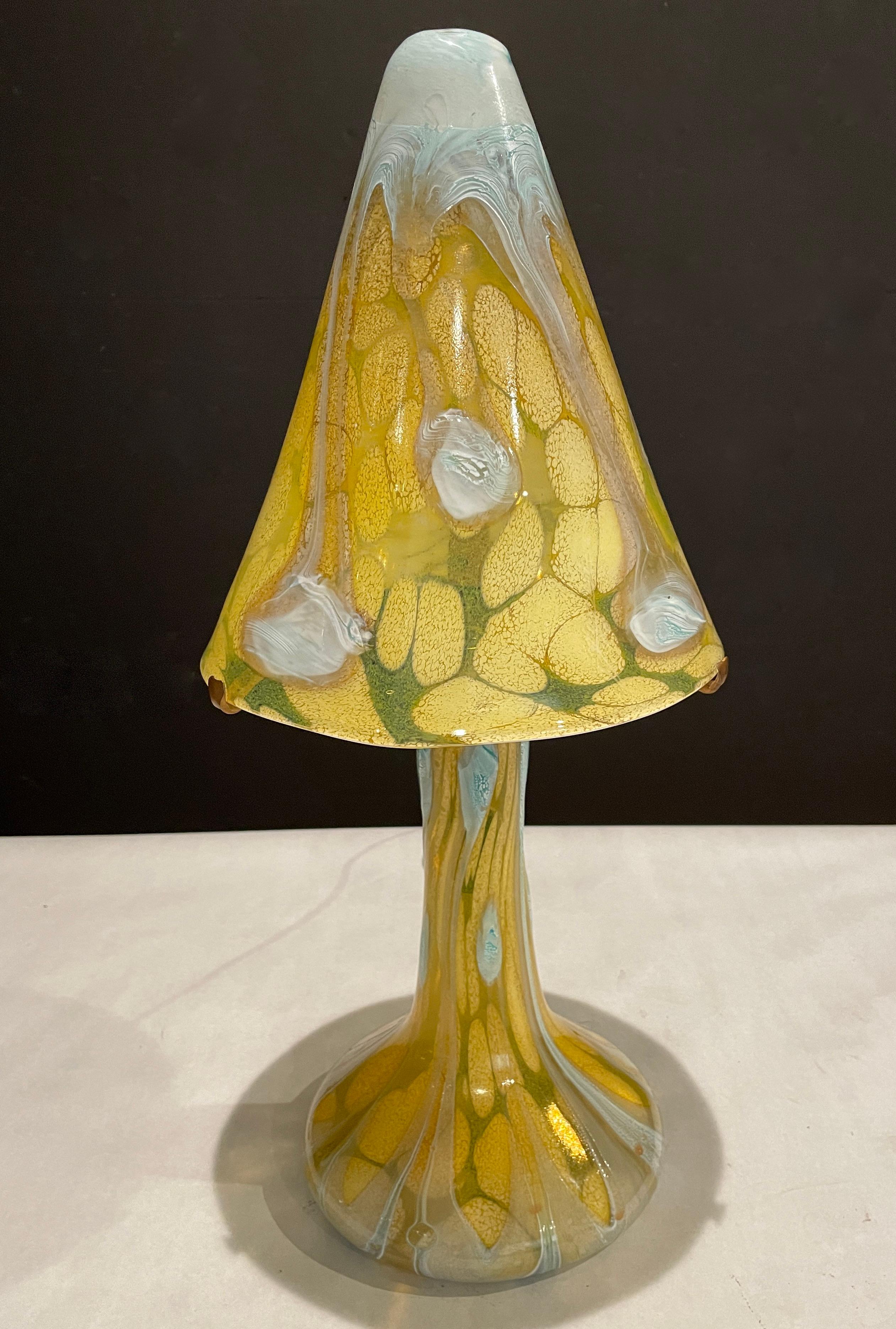 glass blown mushroom lamp