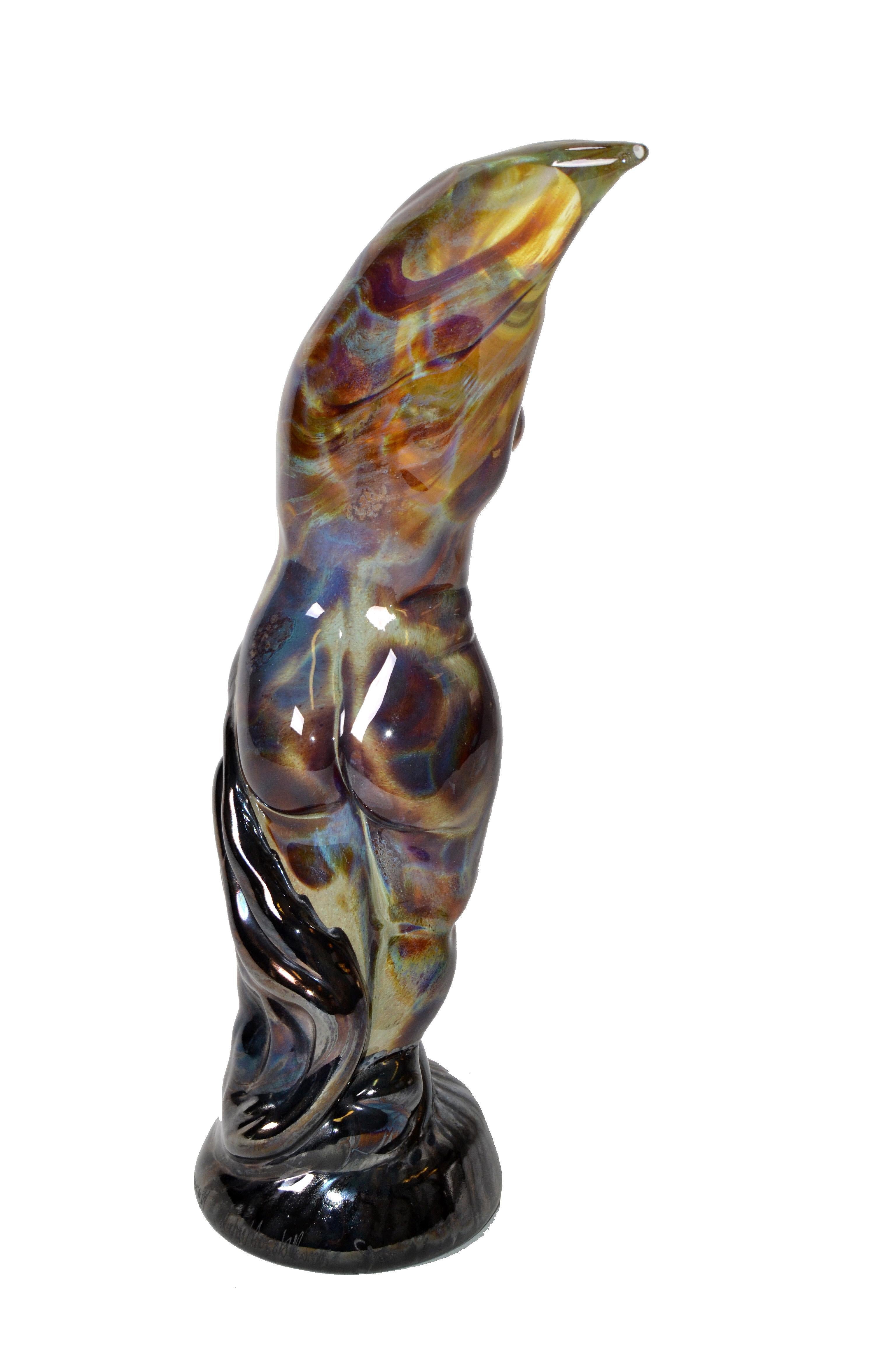 Hand-Crafted Modern Art Glass Sculpture Nude Woman Titled The Way She Moves Signed Michael For Sale