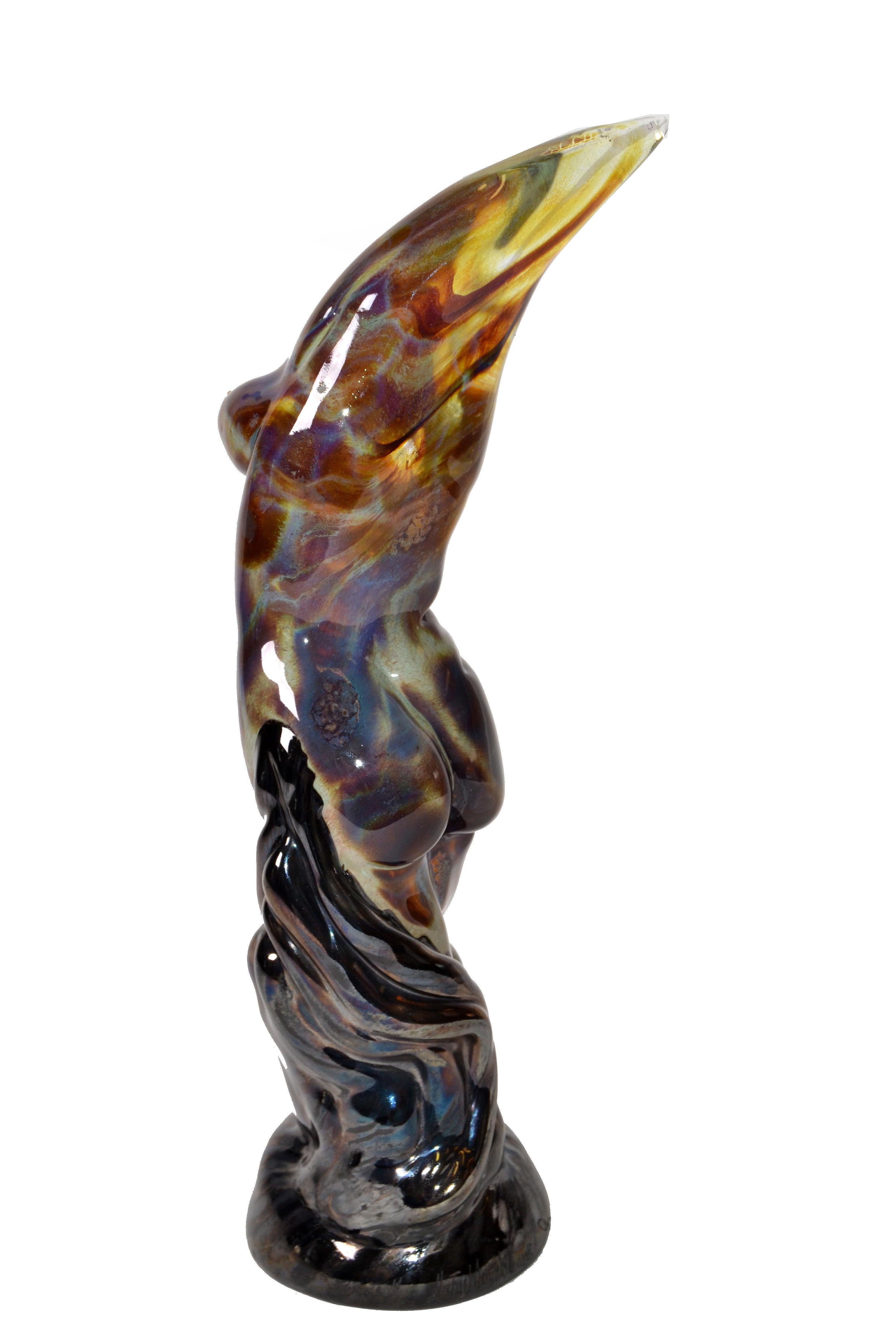Modern Art Glass Sculpture Nude Woman Titled The Way She Moves Signed Michael In Good Condition For Sale In Miami, FL