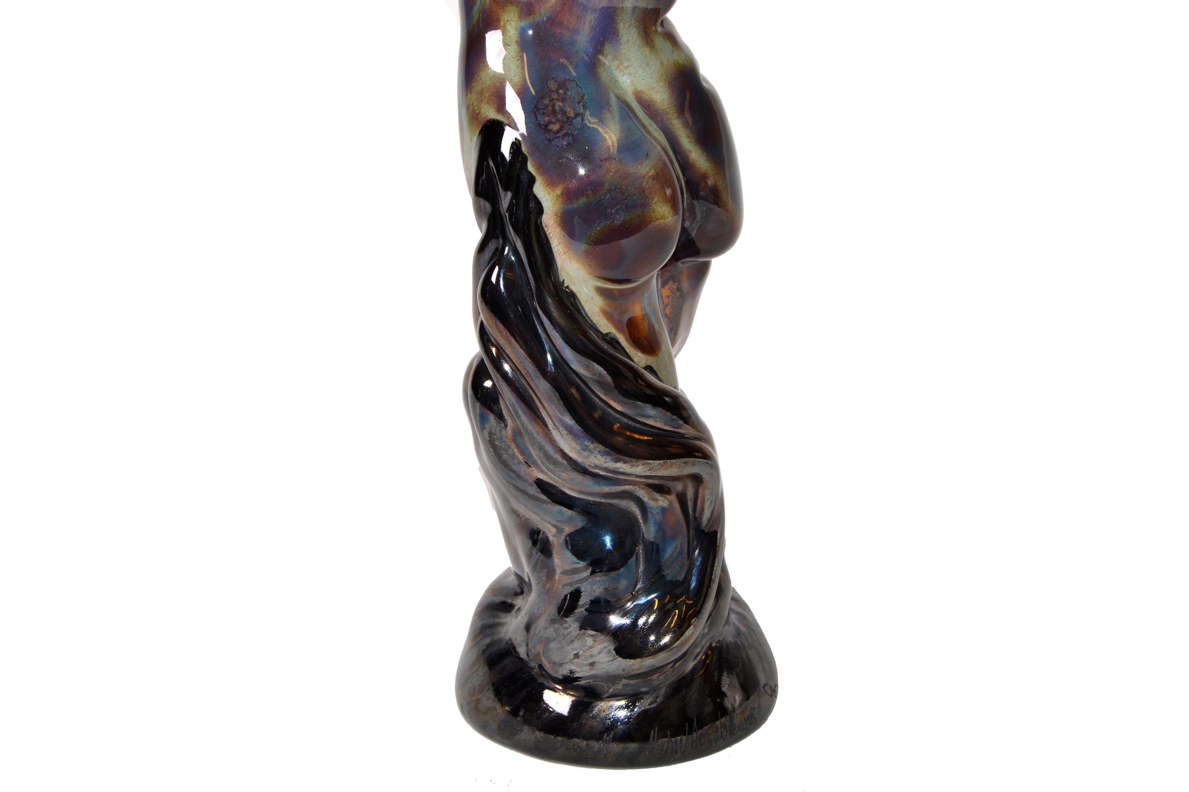 Modern Art Glass Sculpture Nude Woman Titled The Way She Moves Signed Michael For Sale 1