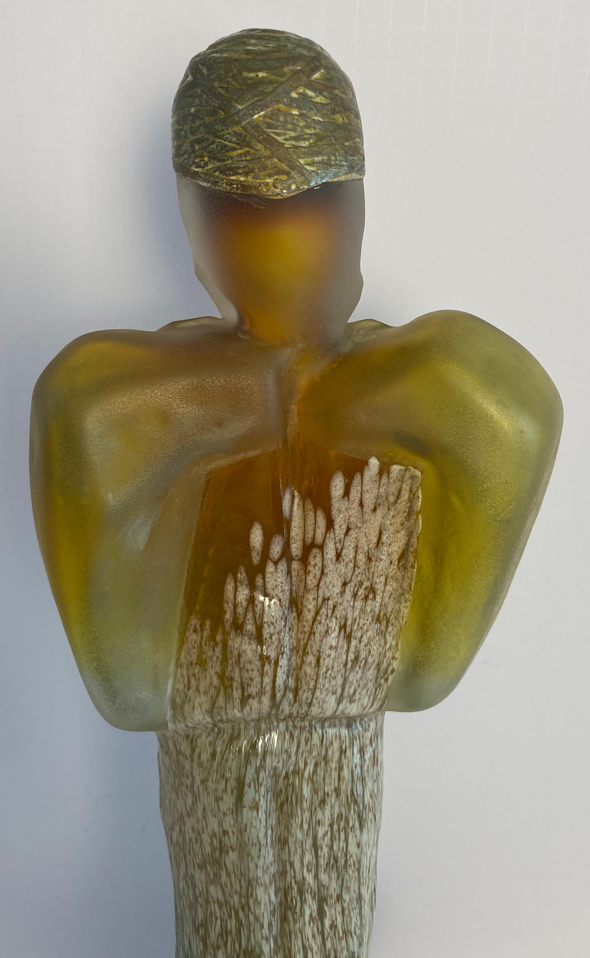Sculpture en verre moderne d'une femme, statue figurative en verre de style Art déco Bon état - En vente à Miami, FL