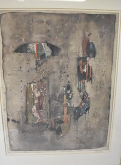 Moderne moderne Kunstlithographie, signiert von Johnny Friedlaender, gerahmt