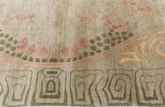 Modern Art Nouveau And Geometric Beige Rug "Naissance" by Doris Leslie Blau
