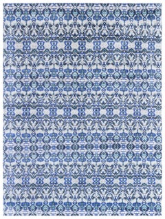 Art Nouveau Style Floral Slate Gray Rug "Tidal" by Doris Leslie Blau