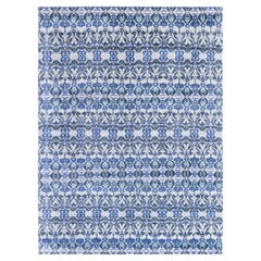 Modern Art Nouveau Floral Slate Gray Rug "Tidal" by Doris Leslie Blau