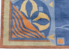 Modern Art Nouveau Oversized Rug In Blue "Cadenza" by Doris Leslie Blau